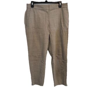 THEORY Treeca 4 Plaid Wool Cropped Pants‎ Workwear Office Tan size 10 women's